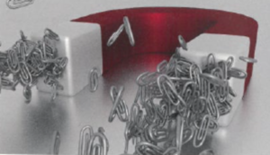 Staples attracted by a magnetic cube